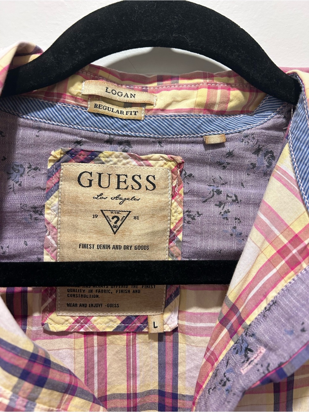 GUESS Logan Plaid Button-Down Shirt - Purple, Pink & Yellow